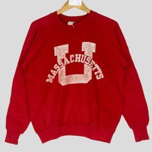 80s University of Massachusetts Crewneck Sweatshirt Big Logo University shirt